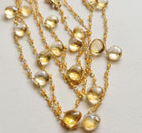 Citrine Faceted Rondelle 2mm & Heart 7mm Wire Wrapped Beaded Rosary Chain