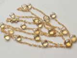 Citrine Faceted Rondelle 2mm & Heart 7mm Wire Wrapped Beaded Rosary Chain