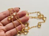 Citrine Faceted Rondelle 2mm & Heart 7mm Wire Wrapped Beaded Rosary Chain