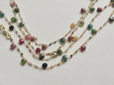 Tourmaline Faceted Rondelle 2mm & Heart 5mm Wire Wrapped Beaded Rosary Chain