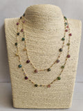 Tourmaline Faceted Rondelle 2mm & Heart 5mm Wire Wrapped Beaded Rosary Chain