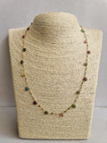 Tourmaline Faceted Rondelle 2mm & Heart 5mm Wire Wrapped Beaded Rosary Chain