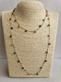 Tourmaline Faceted Rondelle 2mm & Heart 5mm Wire Wrapped Beaded Rosary Chain