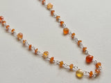 Carnelian Faceted Rondelle 3mm & Heart 4.5mm Wire Wrapped Beaded Rosary Chain