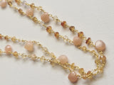 Moonstone Faceted Rondelle 4mm & Heart 7mm Wire Wrapped Beaded Rosary Chain