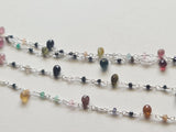 Tourmaline Faceted Rondelle 2.5mm & TearDrop 5mm Wire Wrapped Rosary Chain