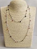 Tourmaline Faceted Rondelle 2.5mm & TearDrop 5mm Wire Wrapped Rosary Chain