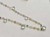 Green Amethyst Faceted Heart 8mm & Multi Gemstone 3mm Wire Wrapped Rosary Chain