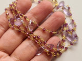 Amethyst Faceted Marquise 10mm & Garnet Rondelle 2.5mm Wire Wrapped Rosary Chain