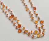 Carnelian Faceted Rondelle 3mm & Heart 4.5mm Wire Wrapped Beaded Rosary Chain