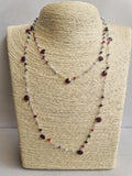 Garnet Faceted Heart 5mm & Multi Gemstone Rondelle 2mm Wire Wrapped Rosary Chain