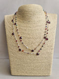 Garnet Faceted Heart 5mm & Multi Gemstone Rondelle 2mm Wire Wrapped Rosary Chain