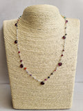 Garnet Faceted Heart 5mm & Multi Gemstone Rondelle 2mm Wire Wrapped Rosary Chain