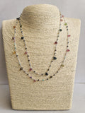 Tourmaline Faceted Rondelle 2.5mm & TearDrop 5mm Wire Wrapped Rosary Chain