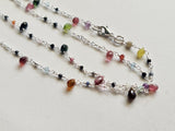 Tourmaline Faceted Rondelle 2.5mm & TearDrop 5mm Wire Wrapped Rosary Chain