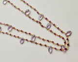 Amethyst Faceted Marquise 10mm & Garnet Rondelle 2.5mm Wire Wrapped Rosary Chain