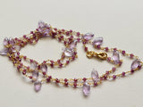 Amethyst Faceted Marquise 10mm & Garnet Rondelle 2.5mm Wire Wrapped Rosary Chain