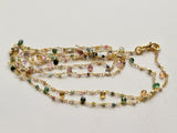 Multi Gemstone Pear 5mm & Multi Gemstone Rondelle 2mm Wire Wrapped Rosary Chain