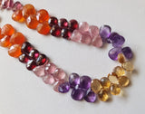 5x7-6x8mm Multi Gemstone Faceted Pear Beads 6 Inch Multi Gemstone