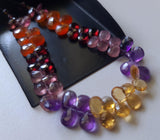 5x7-6x8mm Multi Gemstone Faceted Pear Beads 6 Inch Multi Gemstone