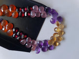 5x7-6x8mm Multi Gemstone Faceted Pear Beads 6 Inch Multi Gemstone