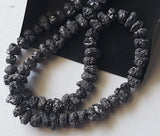 6-7mm Black Rough Diamond Beads, 1mm Hole Drill Black Diamond Beads (2IN to 4IN)