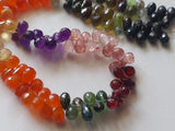 4x7mm Multi Gemstone Faceted Teardrop Beads 6 Inch Multi Gems - PAG25