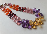 5x7-6x8mm Multi Gemstone Faceted Pear Beads 6 Inch Multi Gemstone