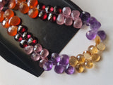 5x7-6x8mm Multi Gemstone Faceted Pear Beads 6 Inch Multi Gemstone