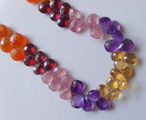 5x7-6x8mm Multi Gemstone Faceted Pear Beads 6 Inch Multi Gemstone