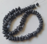 6-7mm Black Rough Diamond Beads, 1mm Hole Drill Black Diamond Beads (2IN to 4IN)