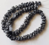 6-7mm Black Rough Diamond Beads, 1mm Hole Drill Black Diamond Beads (2IN to 4IN)