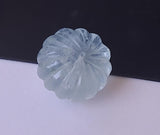 Aquamarine Melon Beads, 17mm Natural Aquamarine Carved Melon Beads For Jewelry