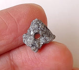 10mm Huge Gray Diamond Bead, 1mm Hole Rough Grey Diamond Drilled, Uncut Diamond