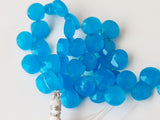 4.5 Inches Blue Chalcedony Heart, 10mm Faceted Heart Beads For Necklace