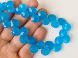 4.5 Inches Blue Chalcedony Heart, 10mm Faceted Heart Beads For Necklace