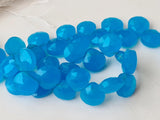 4.5 Inches Blue Chalcedony Heart, 10mm Faceted Heart Beads For Necklace