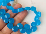 4.5 Inches Blue Chalcedony Heart, 10mm Faceted Heart Beads For Necklace