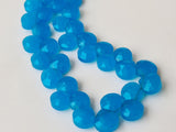 4.5 Inches Blue Chalcedony Heart, 10mm Faceted Heart Beads For Necklace