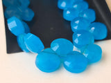 4.5 Inches Blue Chalcedony Heart, 10mm Faceted Heart Beads For Necklace