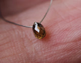 3x2.1mm Cognac Diamond Briolette Bead, 0.44 Cts Brown Cognac Diamond