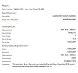 IGI Certified 2.79 Carat F/VS2 Round Brilliant Cut, Round Shape Lab Diamond