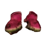 Watermelon Tourmaline Slices, Matched Pair 2 Pcs Raw Watermelon Tourmaline Slices, 7.5x11mm - VICP290M2