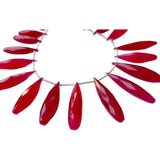 Pink Chalcedony Faceted Long Drop Bead, 7x20mm To 9x22mm Chlacedony Briolette Pink Faceted Tear Drop Beads, 5 Pieces - PDG371
