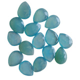 12x16mm Blue Chalcedony Rose Cut Pear Flat Back Cabochons, Blue Cabochons Faceted Pear Cabochons For Jewelry (5 Pcs To 10 Pcs) - BGP333Z