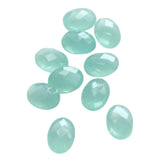 10x14mm Aqua Chalcedony Faceted Oval Stones, 4Pcs Loose Aqua Chalcedony Double Side Cut Gems For Jewelry - KRS261Z