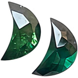 4mm Green Blue Half Crescent Moon Rose Cut Diamond Loose Cabochon, Calibrated Moon Shape Diamond For Jewelry - PDD969