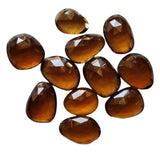 12-16mm Beer Colored Crystal Quartz Rose Cut Cabochon, 5 Pieces Orange Yellow Colored Crystal Quartz Rose Cut Cabochons For Jewelry - BCQ