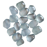 15-16mm Aquamarine Fancy Rose Cut Cabochons, Natural Aquamarine Gemstones Faceted Flat Back Cabochons, 2 Pieces - PNT50A