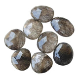 16-18mm Black Rutile Quartz Rose Cut Cabochon, 4 Pieces Black Rutile Faceted Rose Cut Flat Back Cabochons For Jewelry - KS176Z